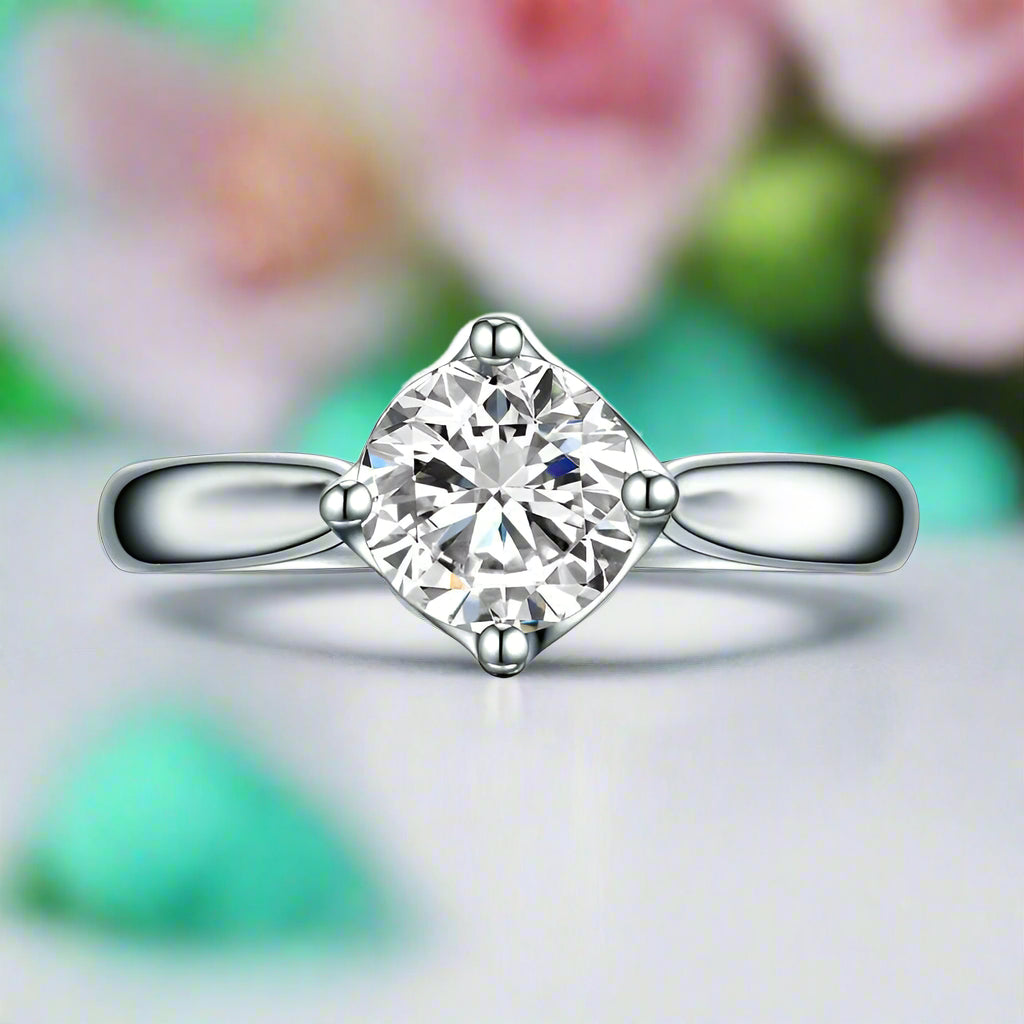 1.0 Ct Round Cut 14K White Gold Engagement Ring-Evani Naomi Jewelry