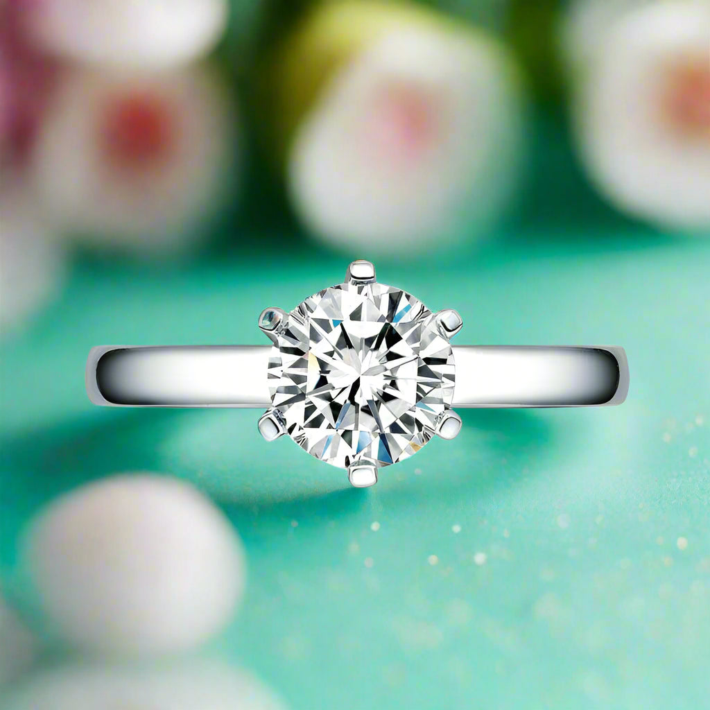 1.0 Ct Round Cut 14K White Gold Engagement Ring-Evani Naomi Jewelry