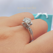 1.0 Ct Round Cut Antique Style Diamond Engagement Ring-Evani Naomi Jewelry