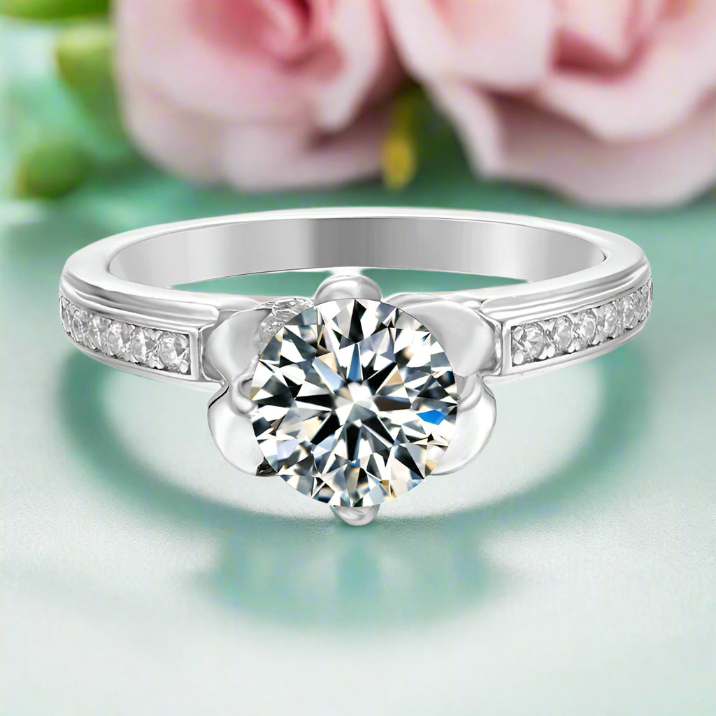 1.0 Ct Round Cut Antique Style Diamond Engagement Ring-Evani Jewelry