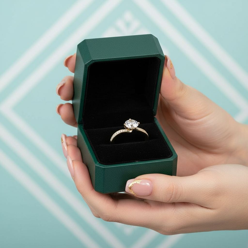 1.0 Ct Round Cut Diamond Option14K Yellow Gold Engagement Ring - Evani Naomi Jewelry