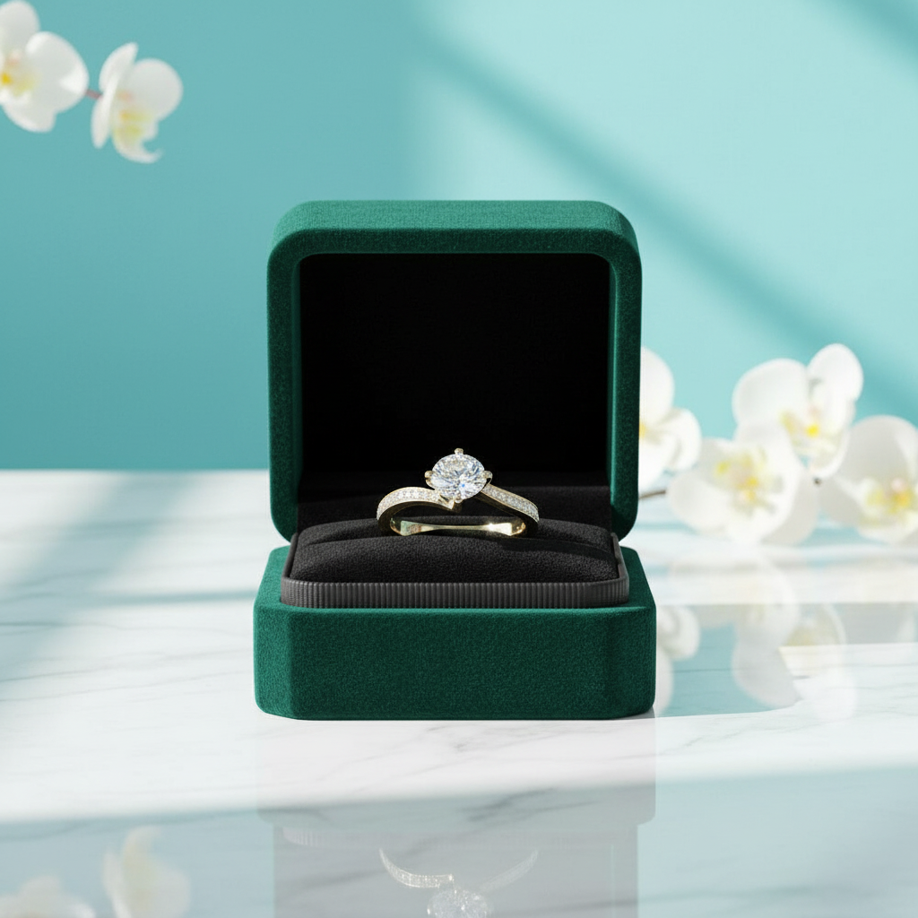 1.0 Ct Round Cut Diamond Option14K Yellow Gold Engagement Ring - Evani Naomi Jewelry