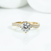 1.0 Ct Round Cut Diamond Option14K Yellow Gold Engagement Ring - Evani Naomi Jewelry