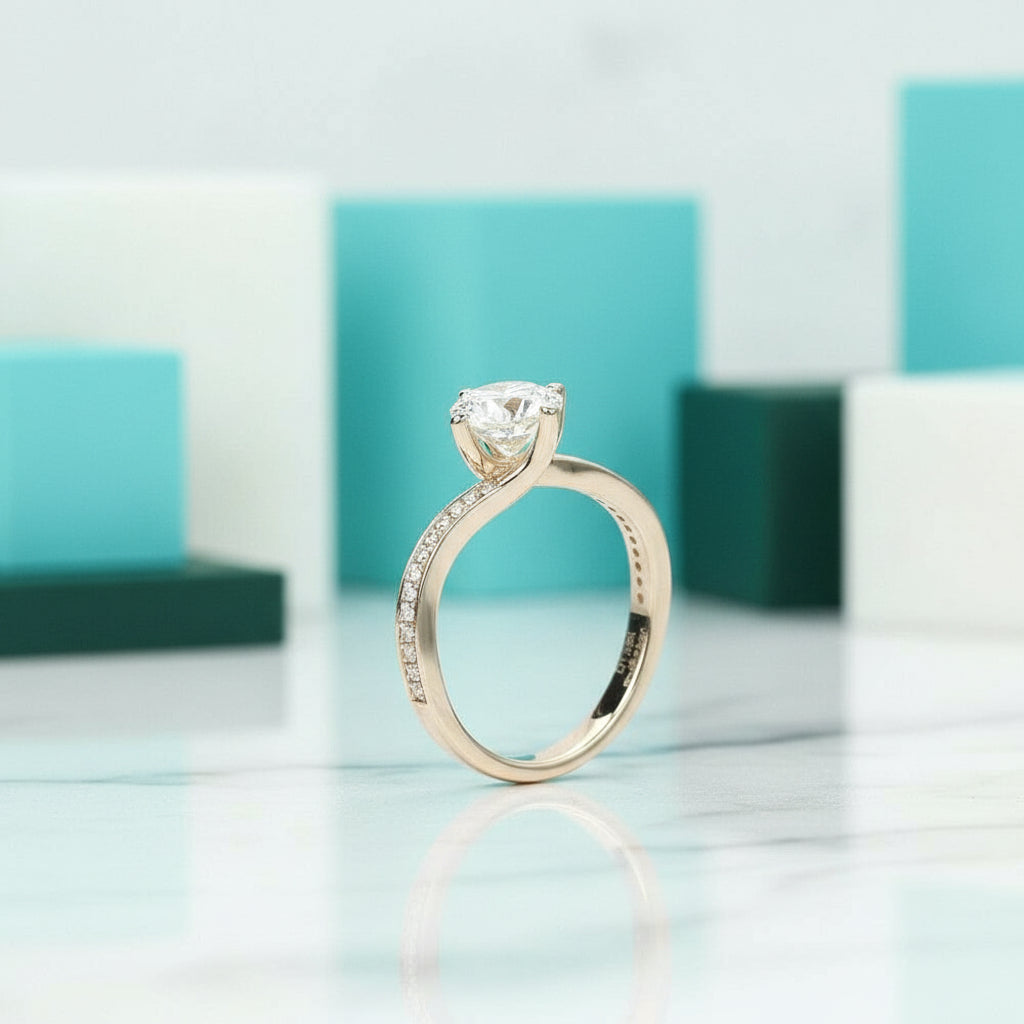 1.0 Ct Round Cut Diamond 14K Yellow Gold Engagement Ring-Evani Jewelry