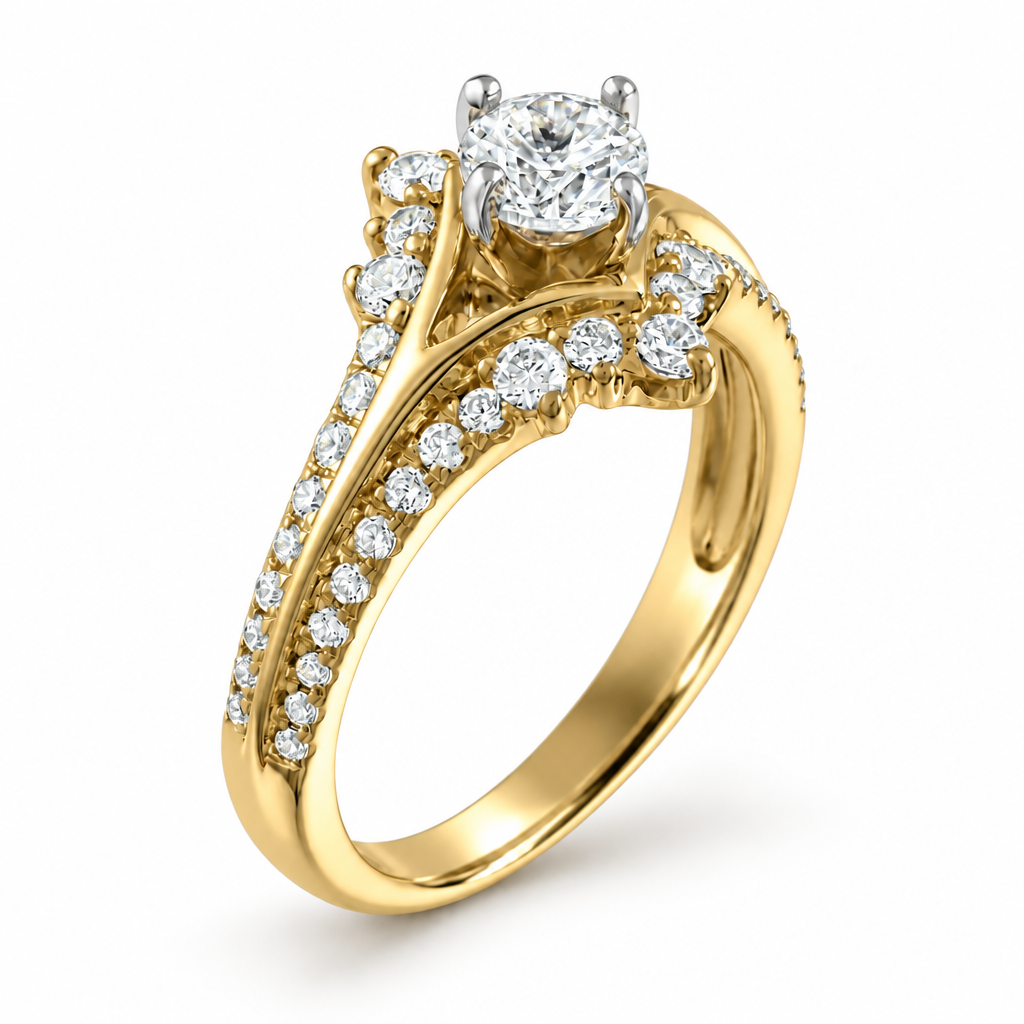 1.0 Ct Round Cut Diamond 14k Yellow Gold Engagement Ring-Evani Jewelry