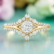 1.0 Ct Round Cut Diamond 14k Yellow Gold Engagement Ring-Evani Naomi Jewelry
