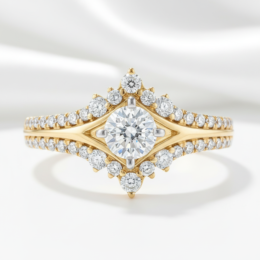 1.0 Ct Round Cut Diamond Option 14k Yellow Gold Engagement Ring - Evani Naomi Jewelry
