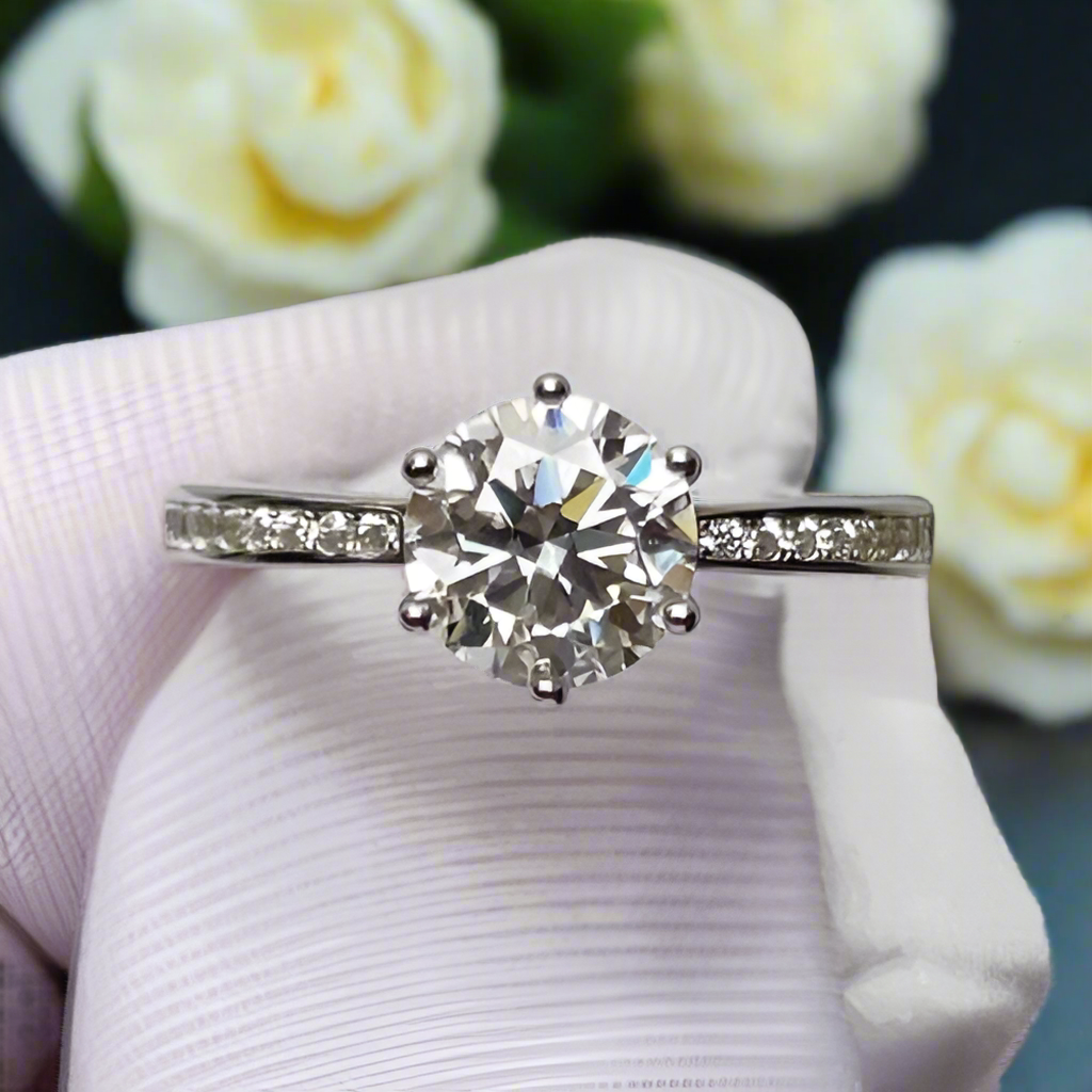 1.0 Ct Round Cut Diamond Crown Design Engagement Ring-Evani Jewelry