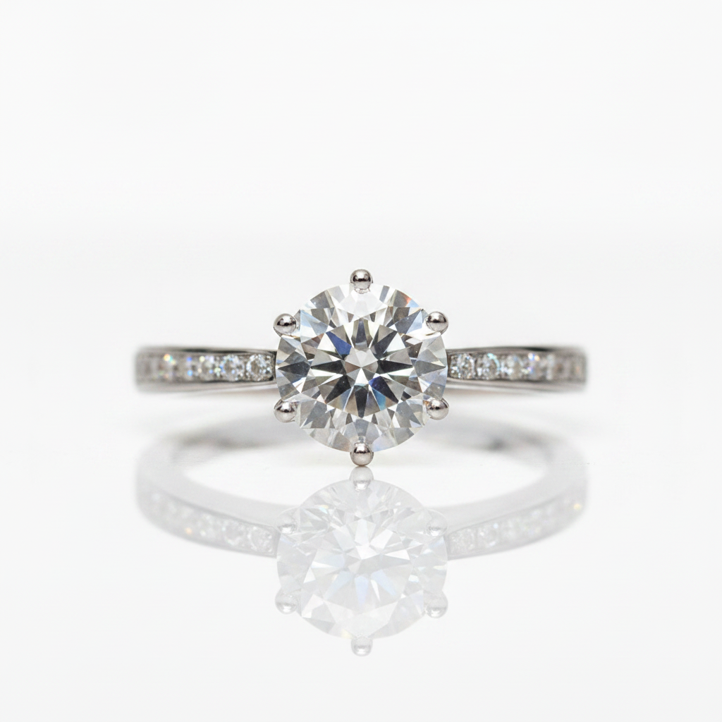 1.0 Ct Round Cut Diamond Option Crown Design Engagement Ring