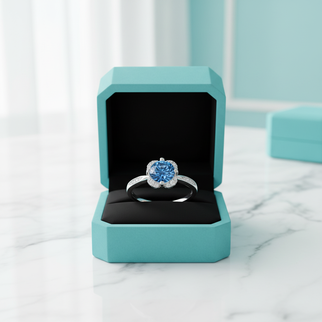 1.0 Ct Round Cut Sapphire Birthstone Engagement Ring-Evani Jewelry