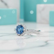 1.0 Ct Round Cut Sapphire Birthstone Engagement Ring-Evani Jewelry