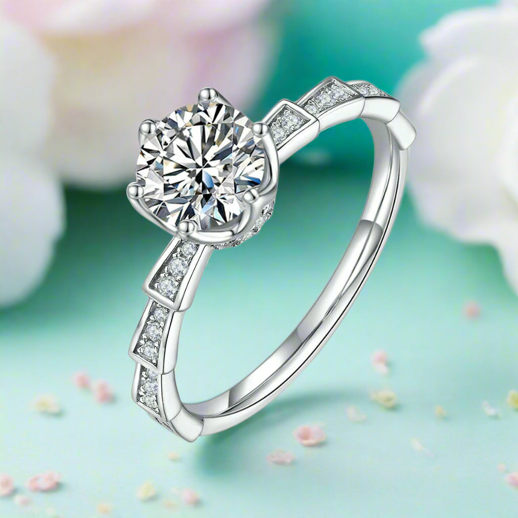 1.0 Ct Round Cut Diamond Engagement Ring-Evani Naomi Jewelry