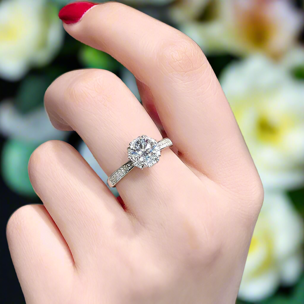 1.0 Ct Round Cut Diamond Engagement Ring-Evani Naomi Jewelry