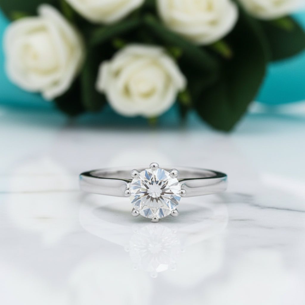 1.0 Ct Round Cut Diamond Engagement Ring-Evani Jewelry