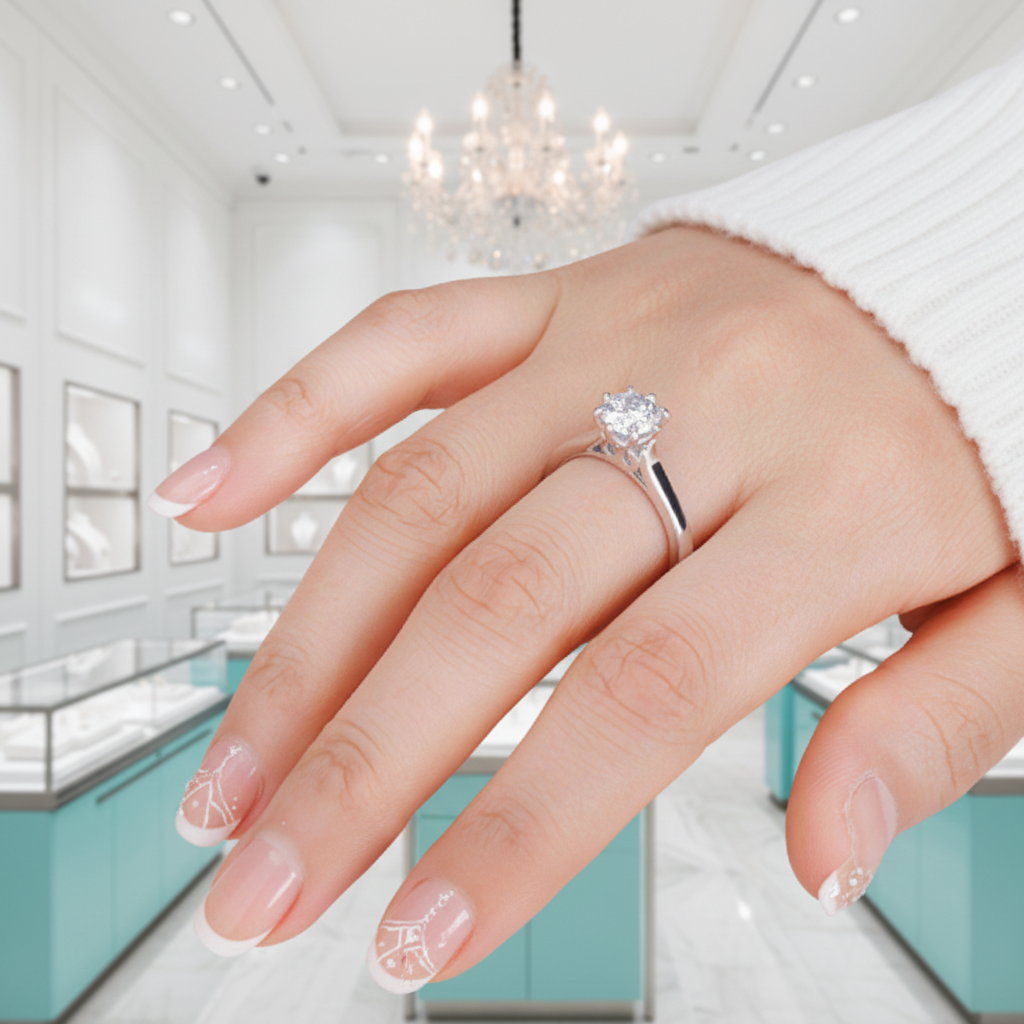 1.0 Ct Round Cut Diamond Engagement Ring-Evani Jewelry