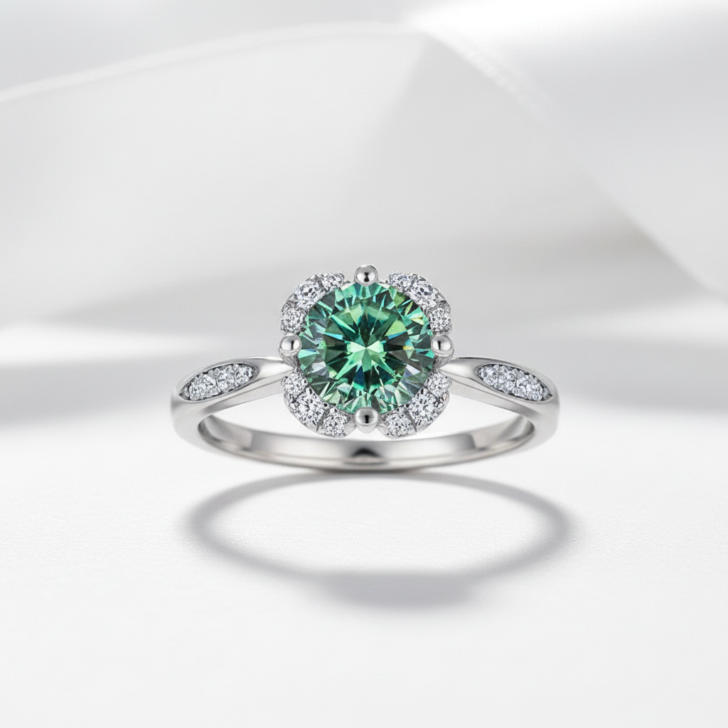 1.0 Ct Round Cut Peridot Engagement Ring-Evani Jewelry