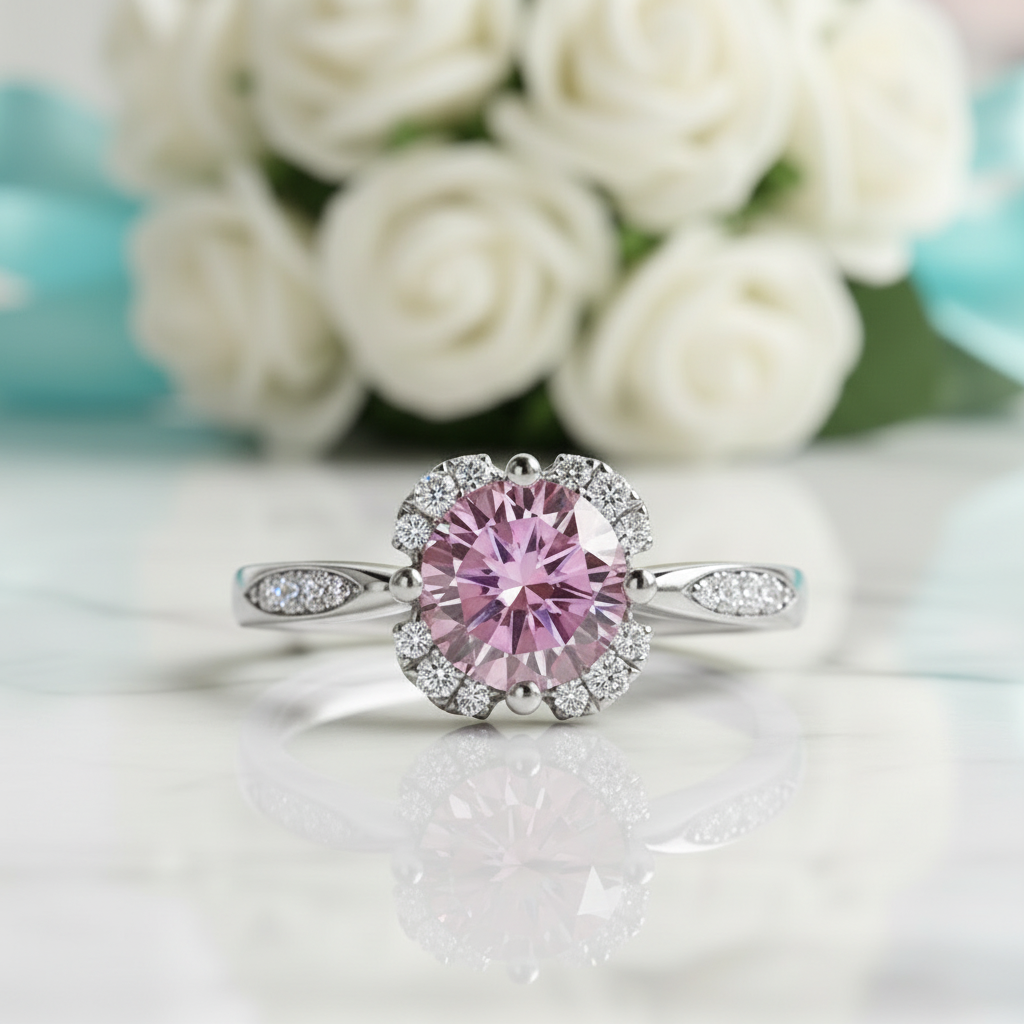 1.0 Ct Round Cut Tourmaline Birthstone Engagement Ring