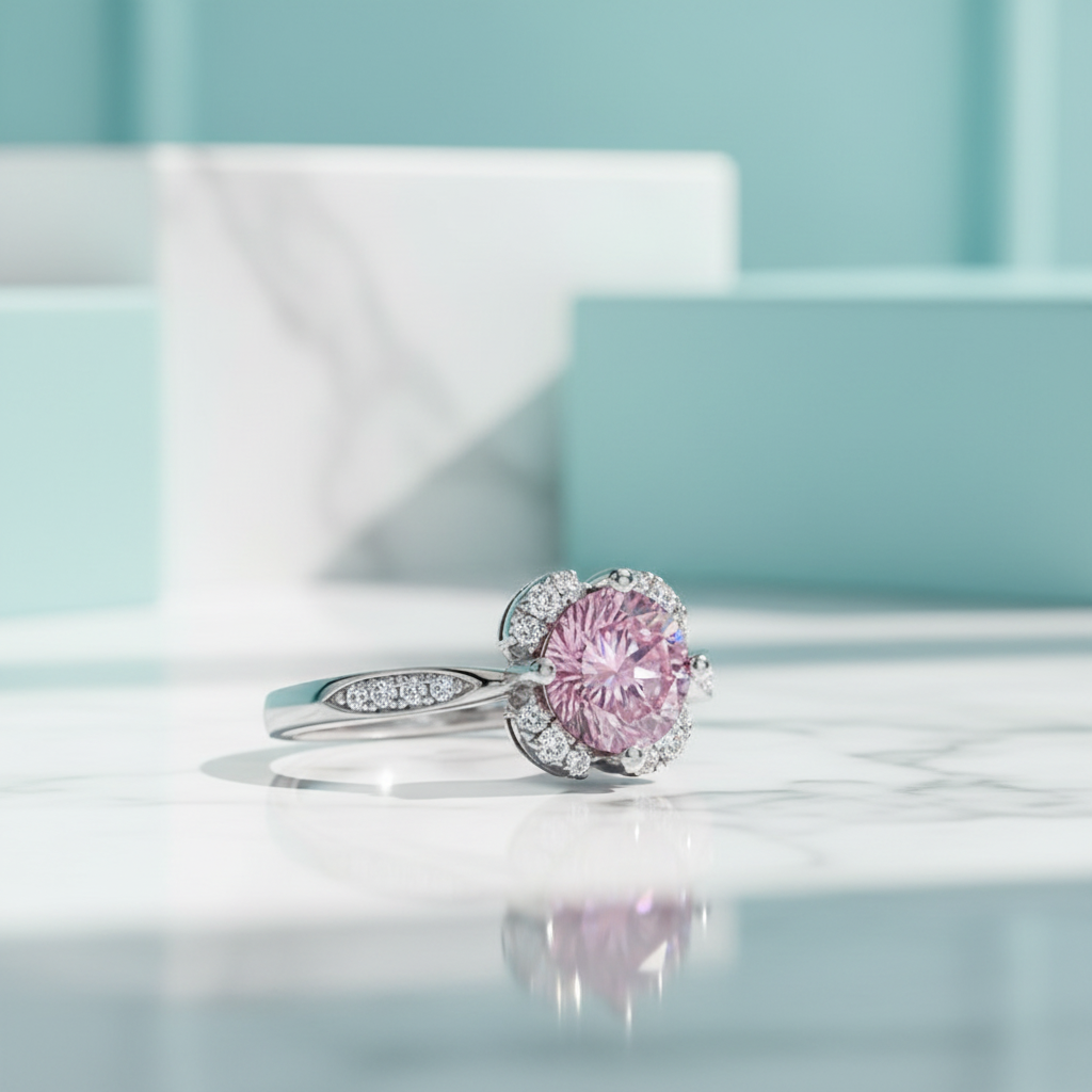 1.0 Ct Round Cut Tourmaline Birthstone Engagement Ring