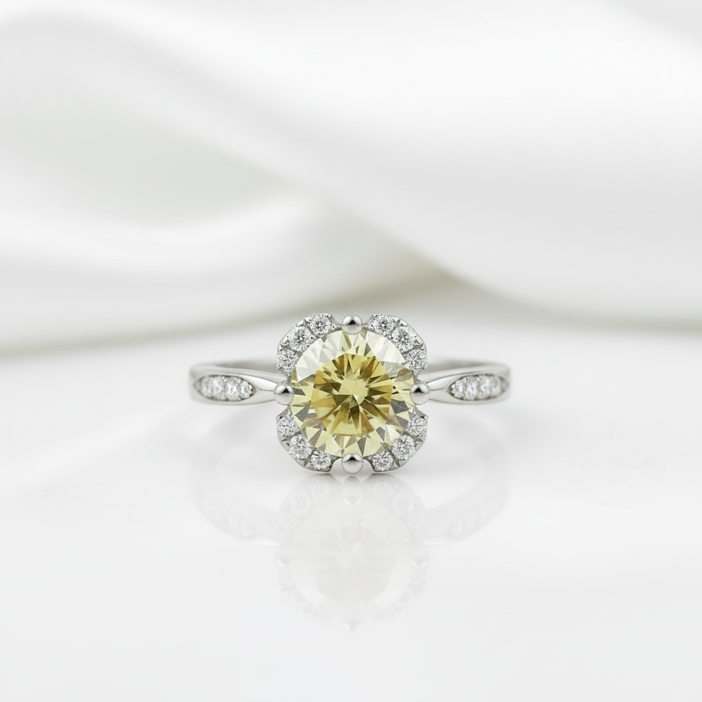 1.0 Ct Topaz and Citrine Round Cut Birthstone Engagement Ring - Evani Naomi Jewelry