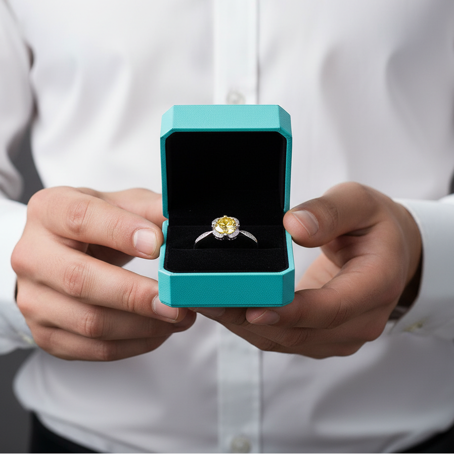 1.0 Ct Topaz and Citrine Round Cut Birthstone Engagement Ring - Evani Naomi Jewelry