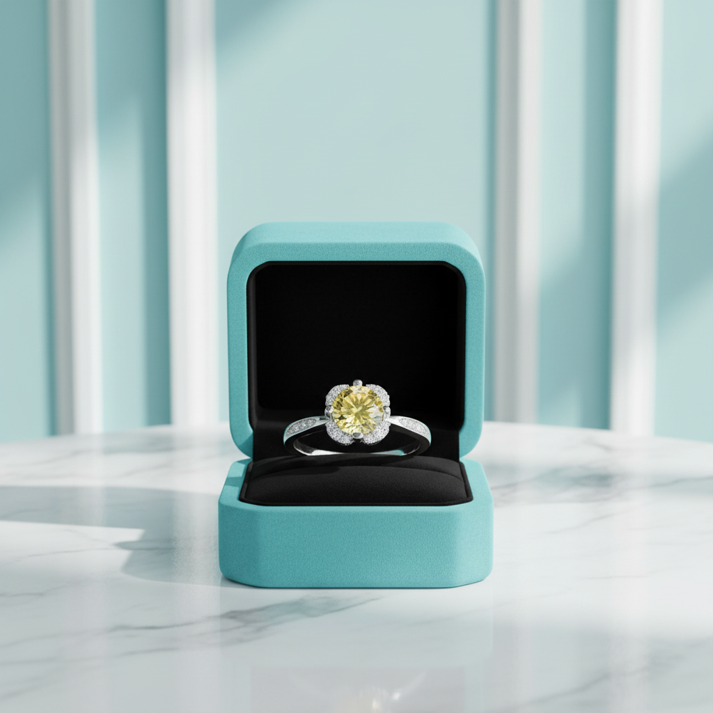 1.0 Ct Topaz and Citrine Round Cut Birthstone Engagement Ring - Evani Naomi Jewelry