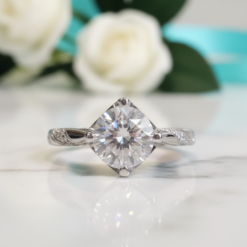 1.0 Ct Round Cut Diamond Engagement Ring-Evani Jewelry