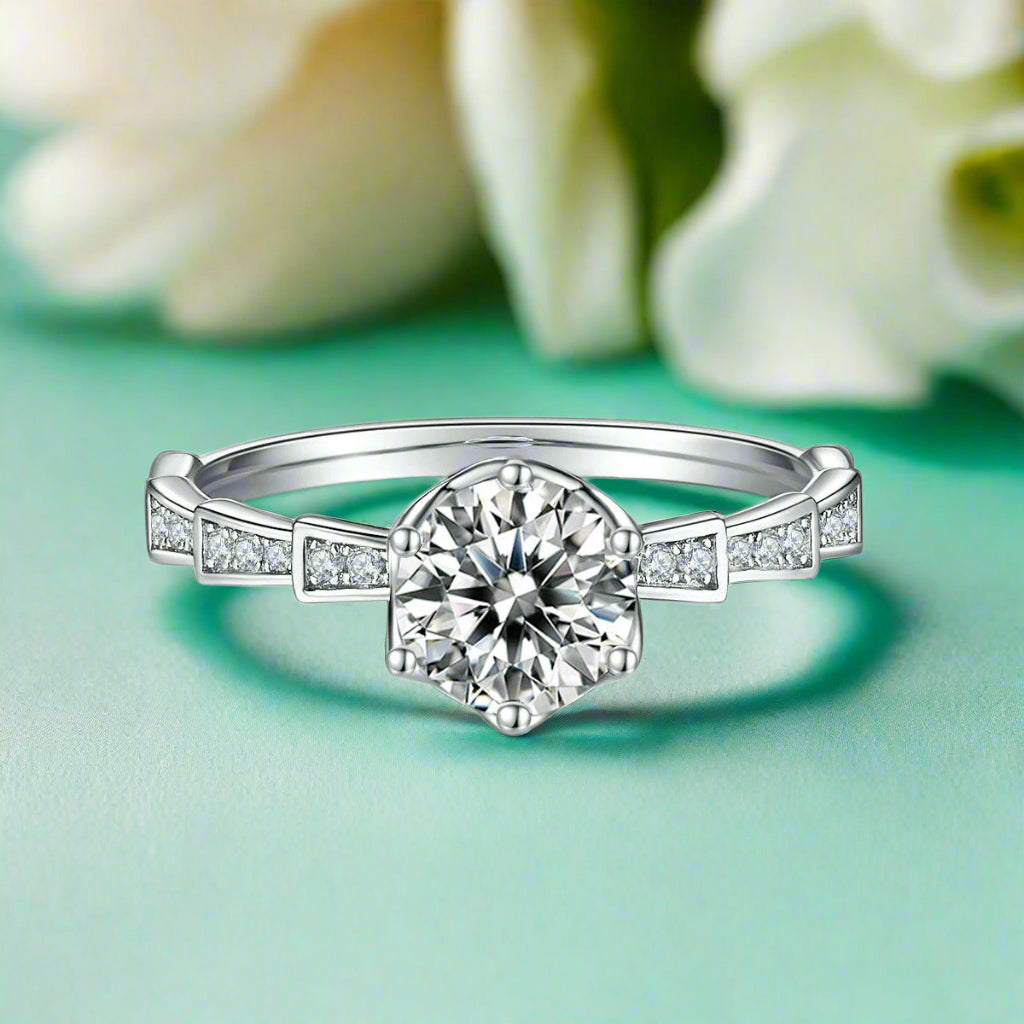 1.0 Ct Round Cut Diamond Engagement Ring-Evani Naomi Jewelry