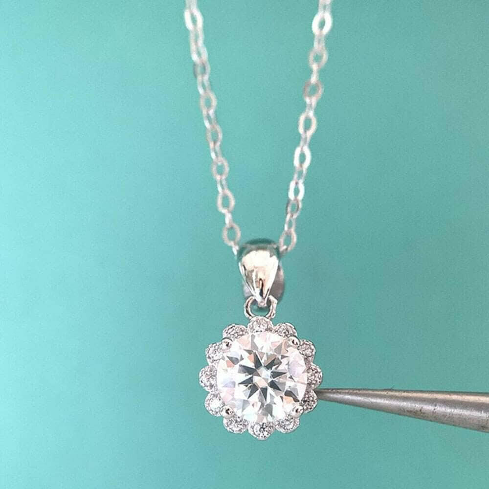 1.0 Ct Round Cut Diamond Flower Bud Pendant Necklace-Evani Naomi Jewelry
