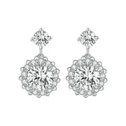 1.0 Ct Round Cut Diamond Flower Drop Earrings-Evani Naomi Jewelry