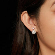 1.0 Ct Round Cut Diamond Flower Drop Earrings-Evani Naomi Jewelry
