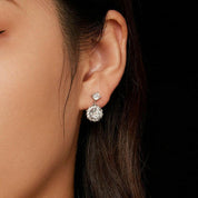 1.0 Ct Round Cut Diamond Flower Drop Earrings-Evani Naomi Jewelry