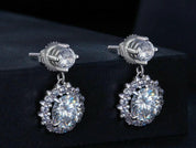 1.0 Ct Round Cut Diamond Flower Drop Earrings-Evani Naomi Jewelry