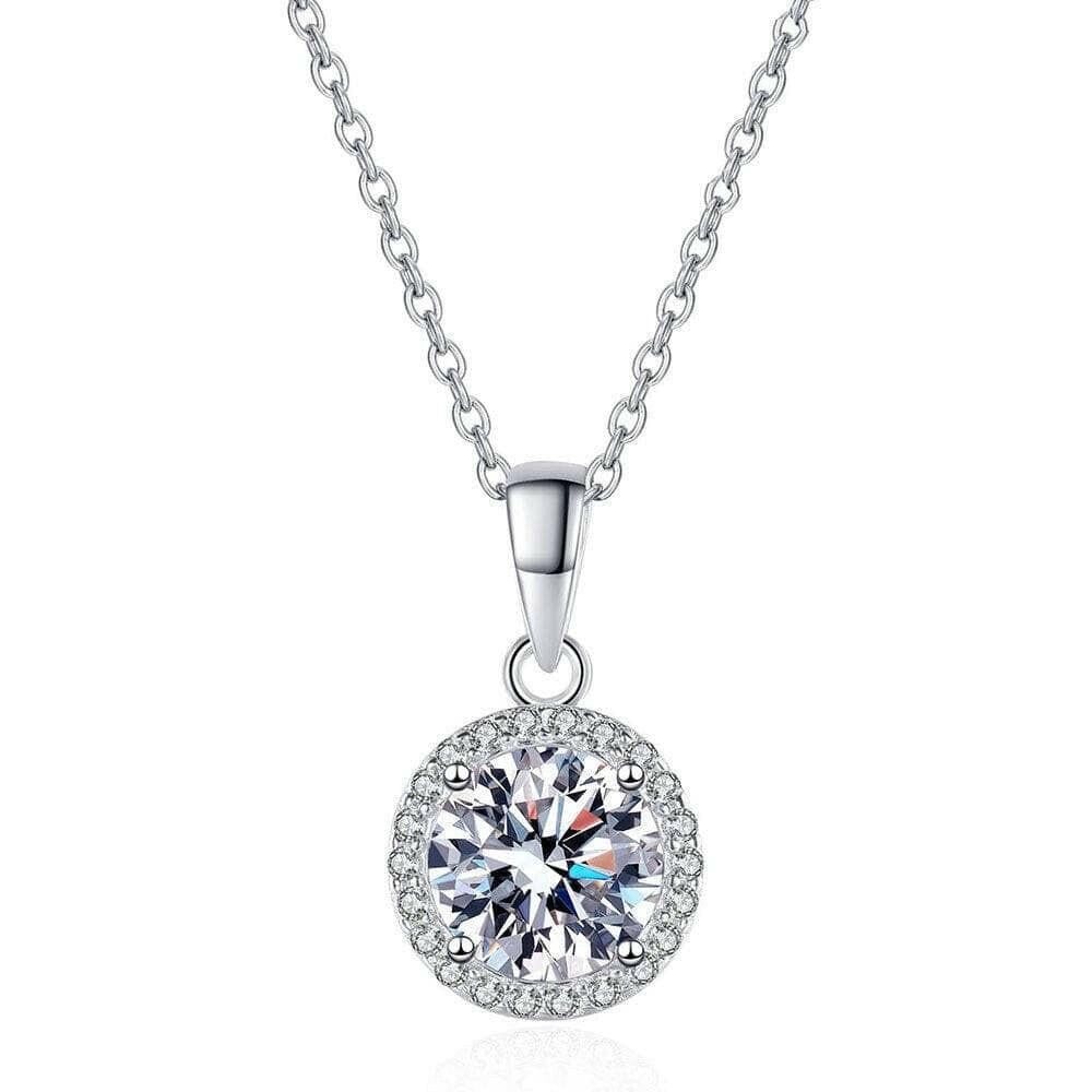 1.0 Ct Round Cut Diamond Halo Clavicle Chain Necklace-Evani Naomi Jewelry