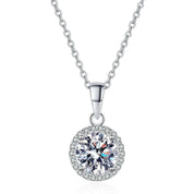 1.0 Ct Round Cut Diamond Halo Clavicle Chain Necklace-Evani Naomi Jewelry