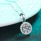 1.0 Ct Round Cut Diamond Halo Clavicle Chain Necklace-Evani Naomi Jewelry