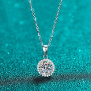 1.0 Ct Round Cut Diamond Halo Clavicle Chain Necklace-Evani Naomi Jewelry