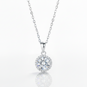 1.0 Ct Round Cut Diamond Option Halo Clavicle Chain Necklace