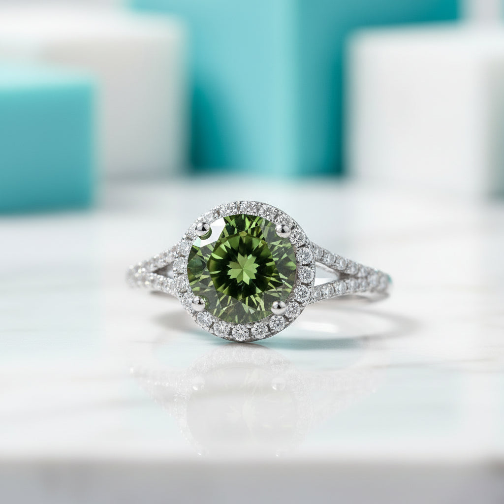 1.0 Ct Round Cut Diamond Halo Engagement Ring-Evani Jewelry