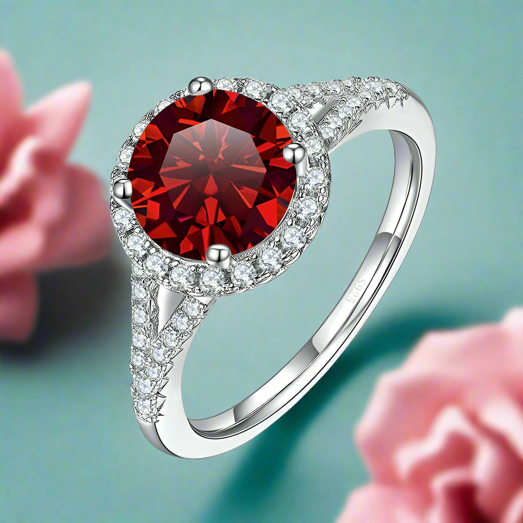 1.0 Ct Round Cut Diamond Halo Engagement Ring-Evani Naomi Jewelry