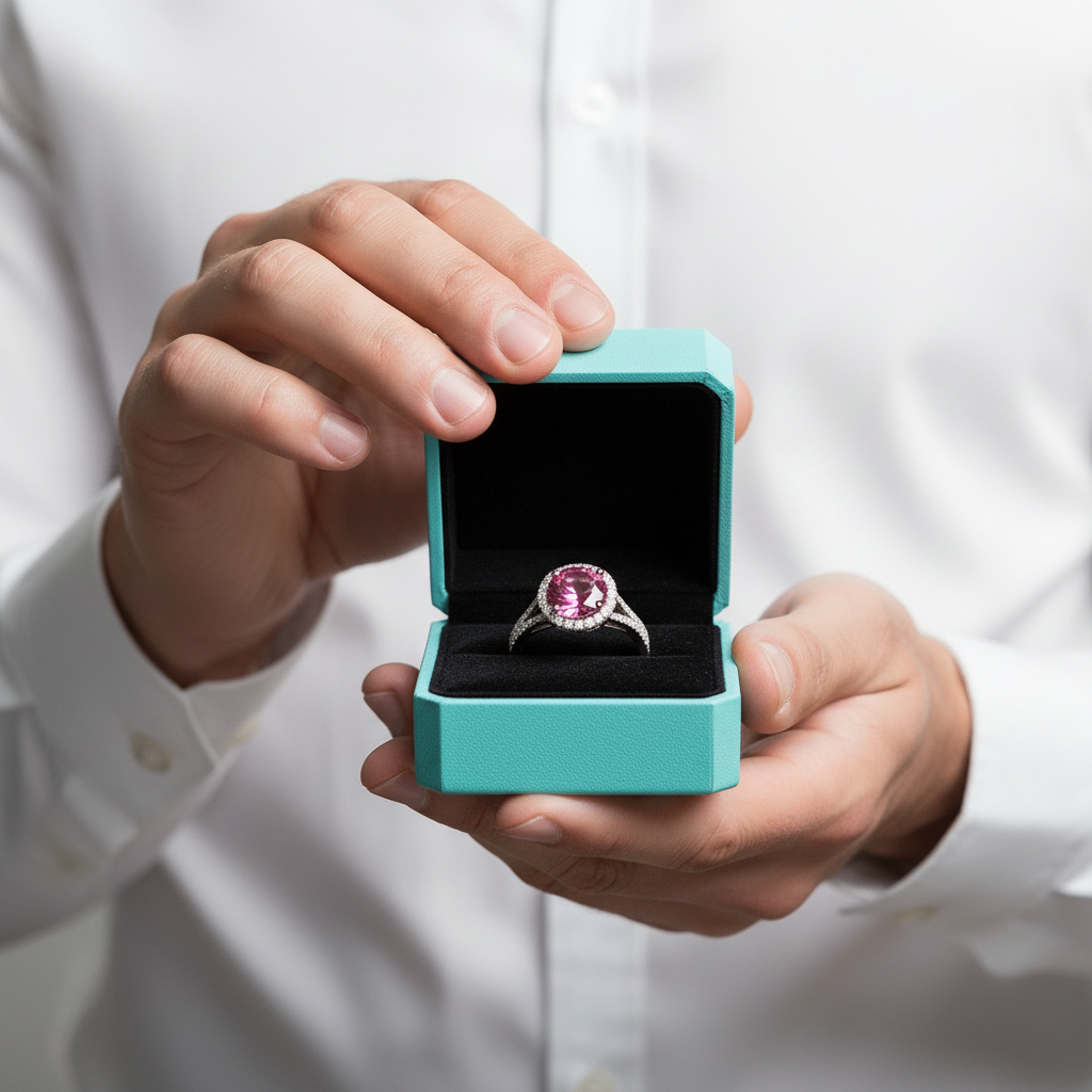 1.0 Ct Round Cut Ruby Halo Engagement Ring-Evani Jewelry