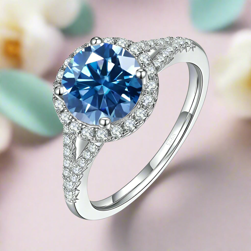 1.0 Ct Round Cut Diamond Halo Engagement Ring-Evani Naomi Jewelry