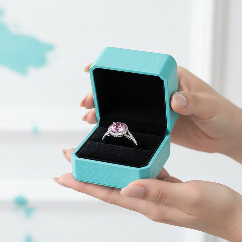 1.0 Ct Round Cut Tourmaline Halo Engagement Ring-Evani Jewelry
