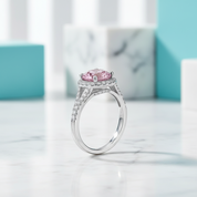 1.0 Ct Round Cut Tourmaline Halo Engagement Ring