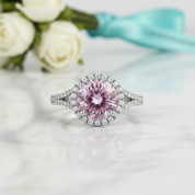 1.0 Ct Round Cut Tourmaline Halo Engagement Ring