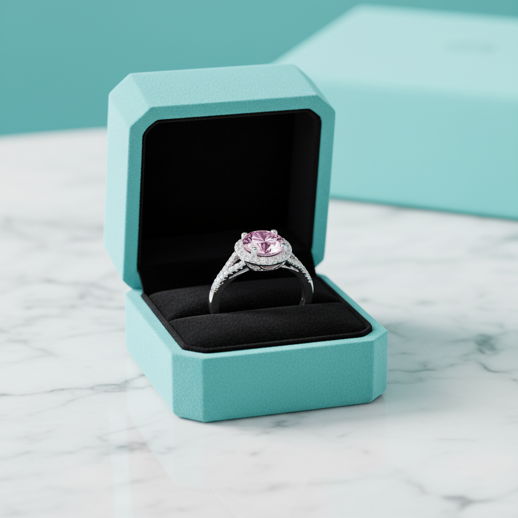1.0 Ct Round Cut Tourmaline Halo Engagement Ring - Evani Naomi Jewelry