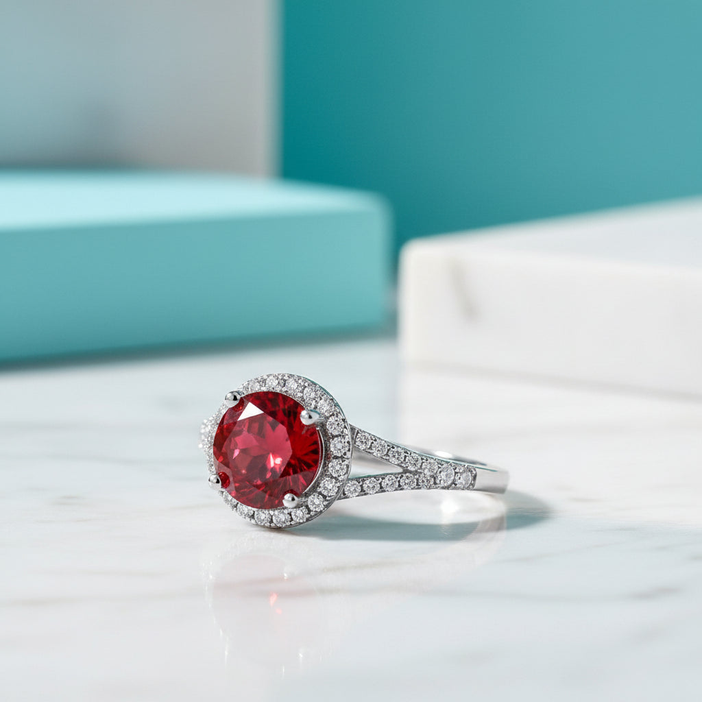 1.0 Ct Round Cut Diamond Halo Engagement Ring-Evani Jewelry