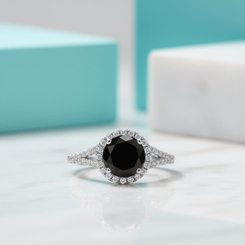 1.0 Ct Round Cut Diamond Halo Engagement Ring-Evani Jewelry