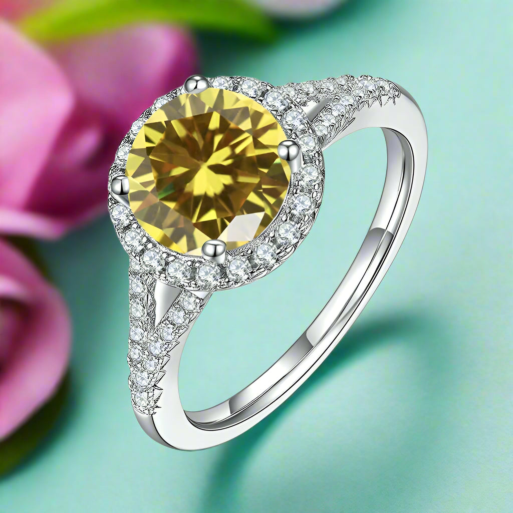 1.0 Ct Round Cut Diamond Halo Engagement Ring-Evani Naomi Jewelry