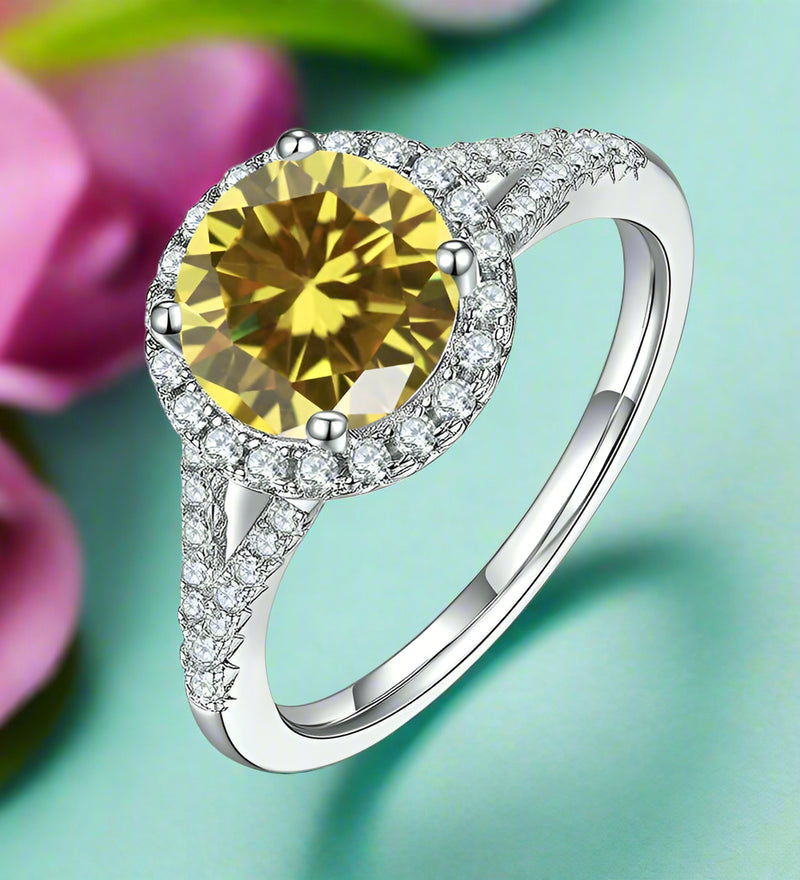 1.0 Ct Round Cut Diamond Halo Engagement Ring-Evani Naomi Jewelry