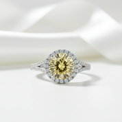 1.0 Ct Round Cut Topaz Birthstone Halo Engagement Ring